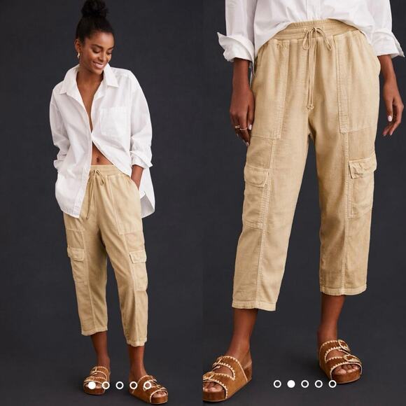 Daily Practice Anthropologie The Evergreen Pants in Gold/Light Olive Size Large - Picture 1 of 9
